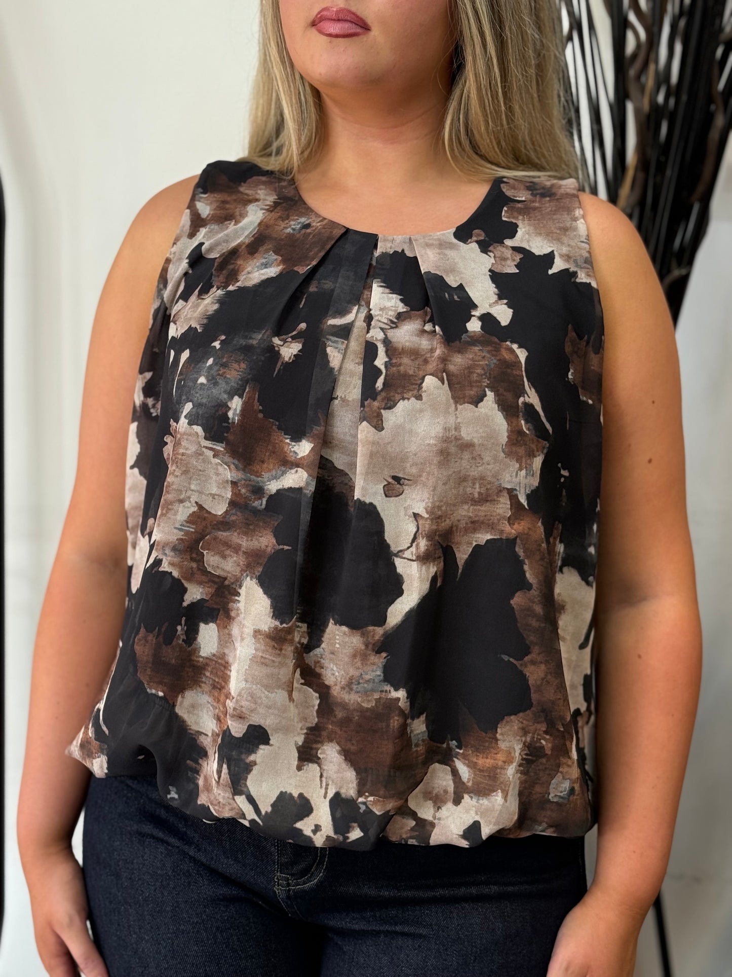 SARA- S/LESS PRINT BUBBLE TOP