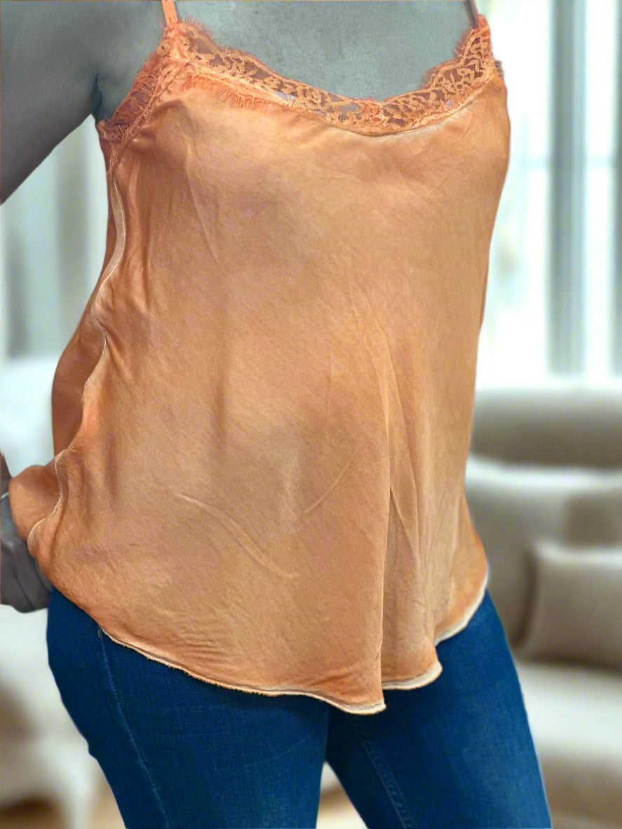 MILAN - SATIN LACE NECK TRIM CAMI