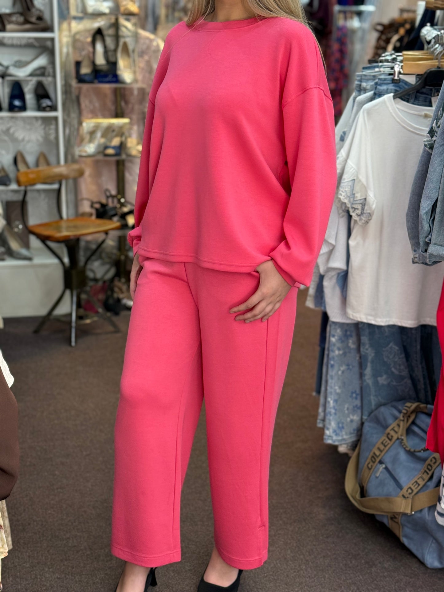 AURORA-ANKLE LENGTH PANT CO-ORD-PINK