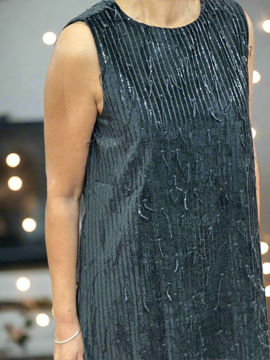 FRANSA- WINNI DRESS-VELVET BLACK -