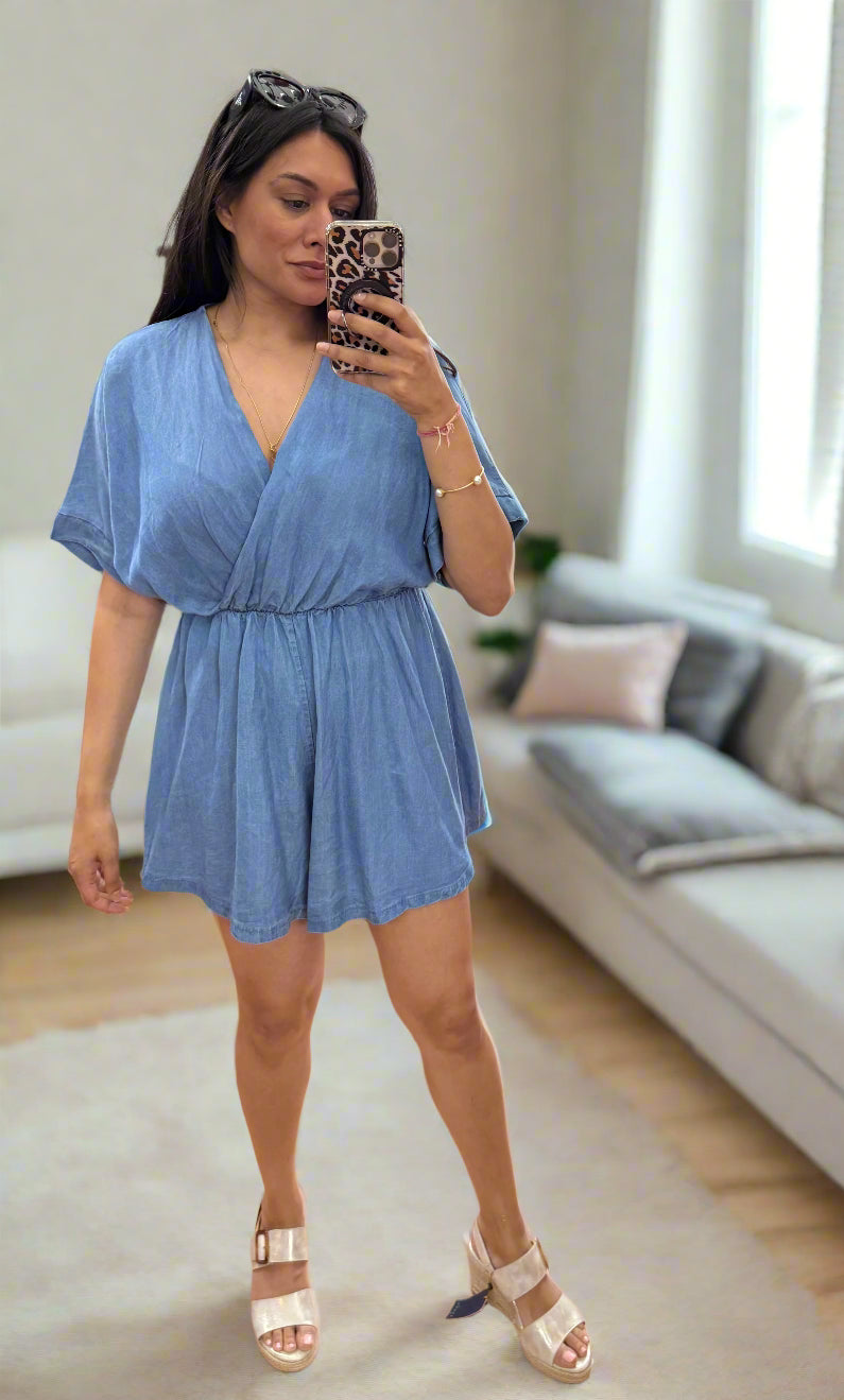LOVET- DENIM SHORTS PLAYSUIT
