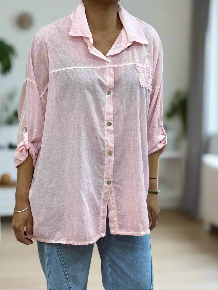 HANNAH- WASHED FLOWER APP SHIRT