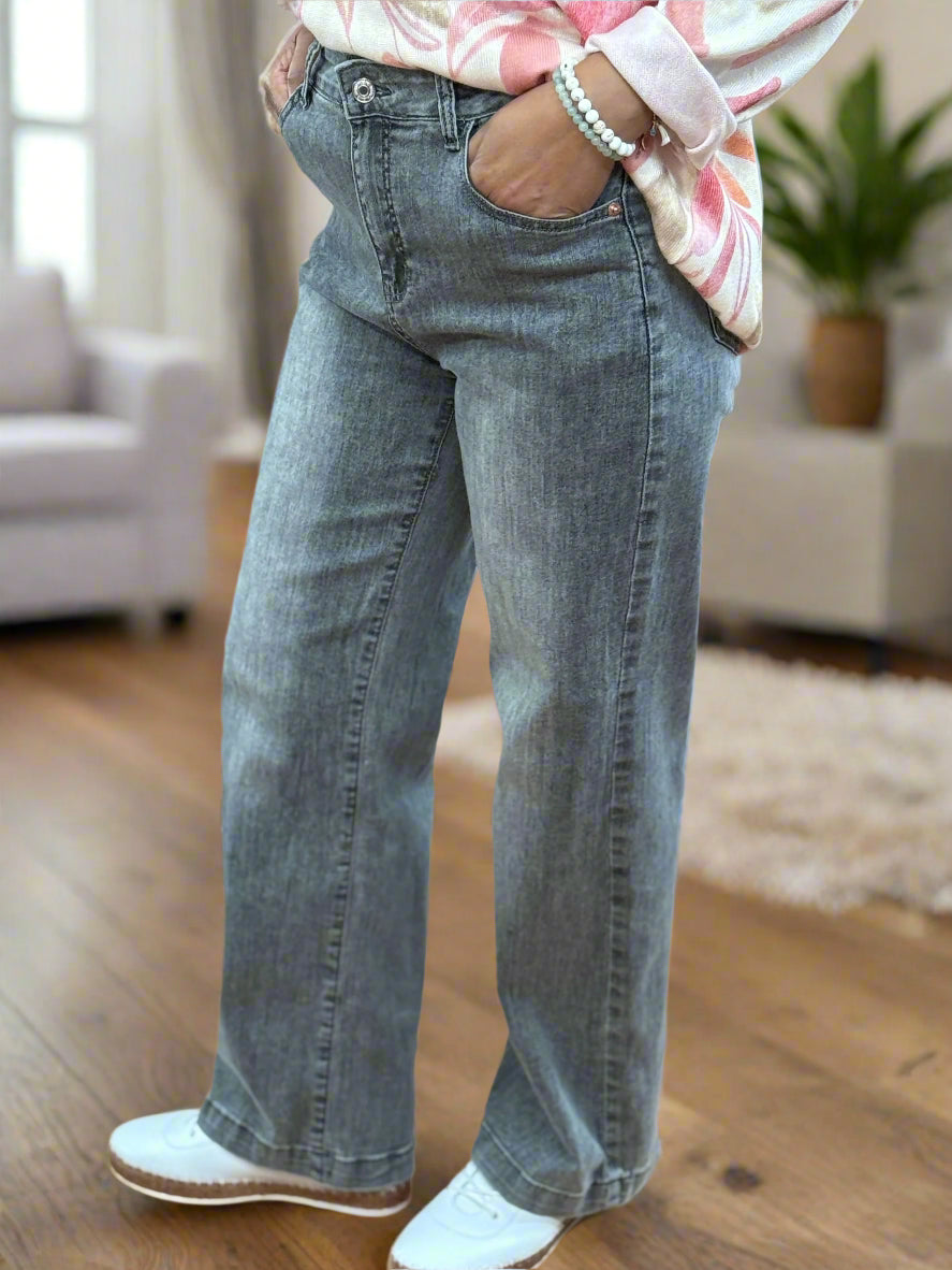 STEVIE-W/LEG VINTAGE GREY JEAN