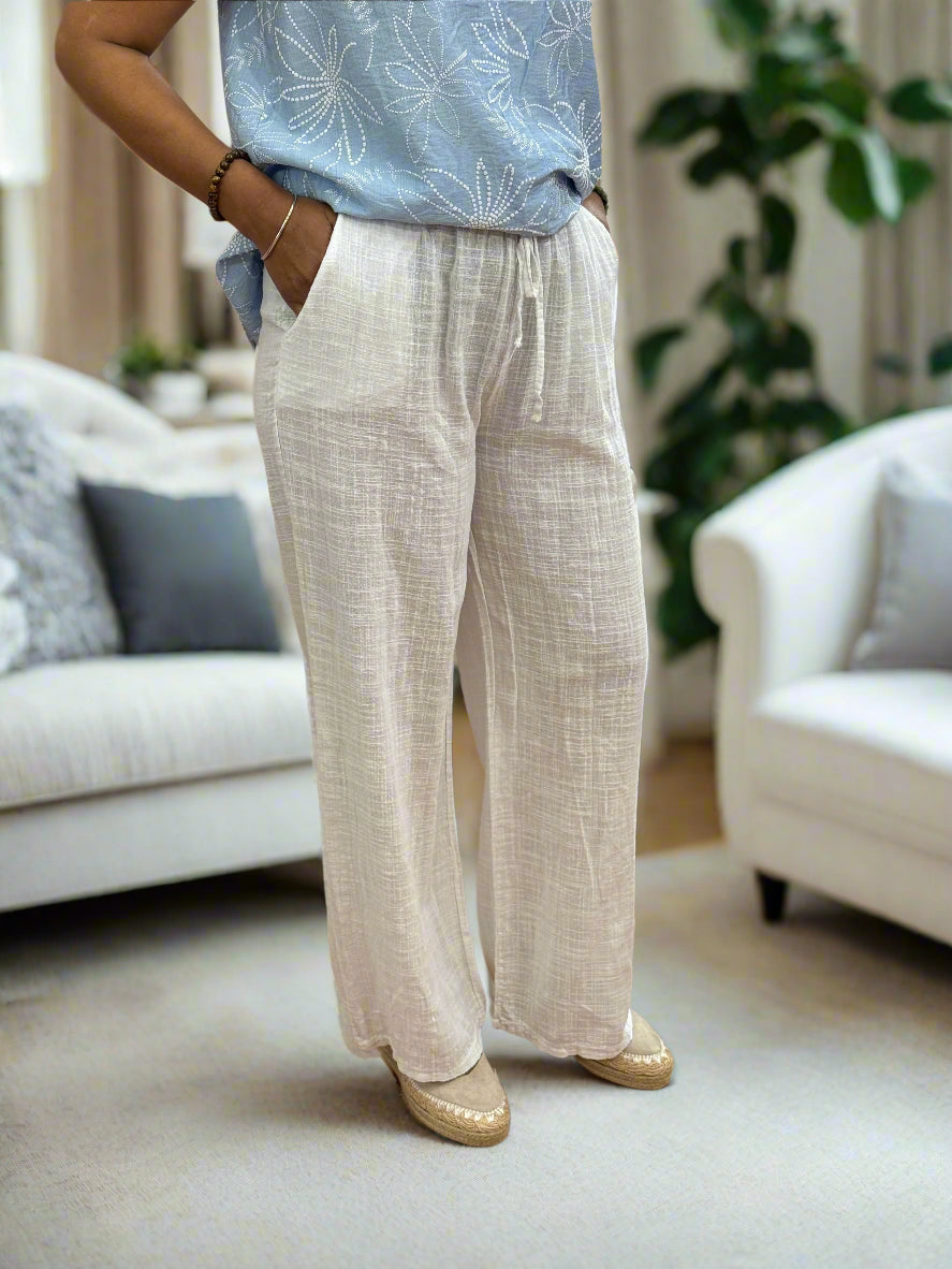CARLTON - SLUB LINEN LOOK STR LEG TROUSER