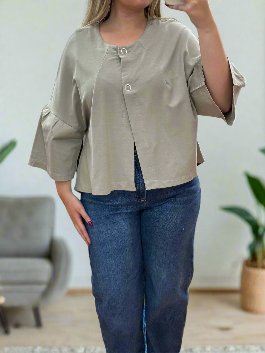 TACY-BUTTONS CROP JERSEY JKT