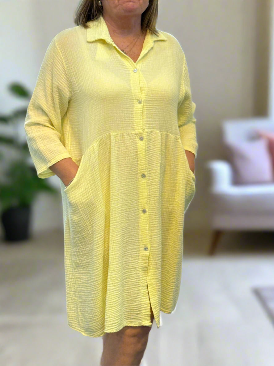 DAKOTA- WAFFLE CHEESECLOTH SHIRT DRESS #SALE