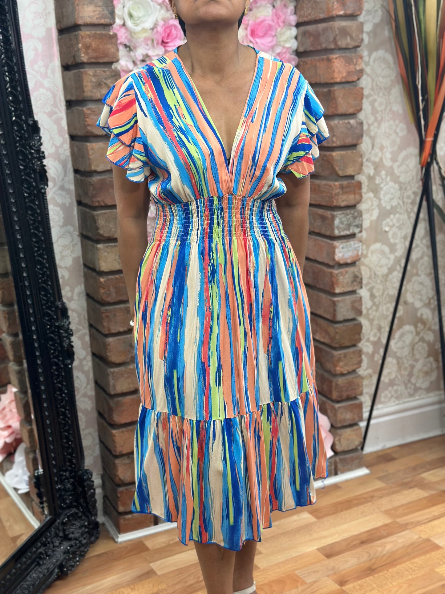 KARA - V NECK MIDI DRESS