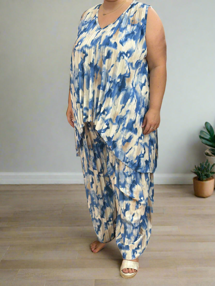 CHESCA PLEATS -ADA PRINT CO-ORD SET- CURVE