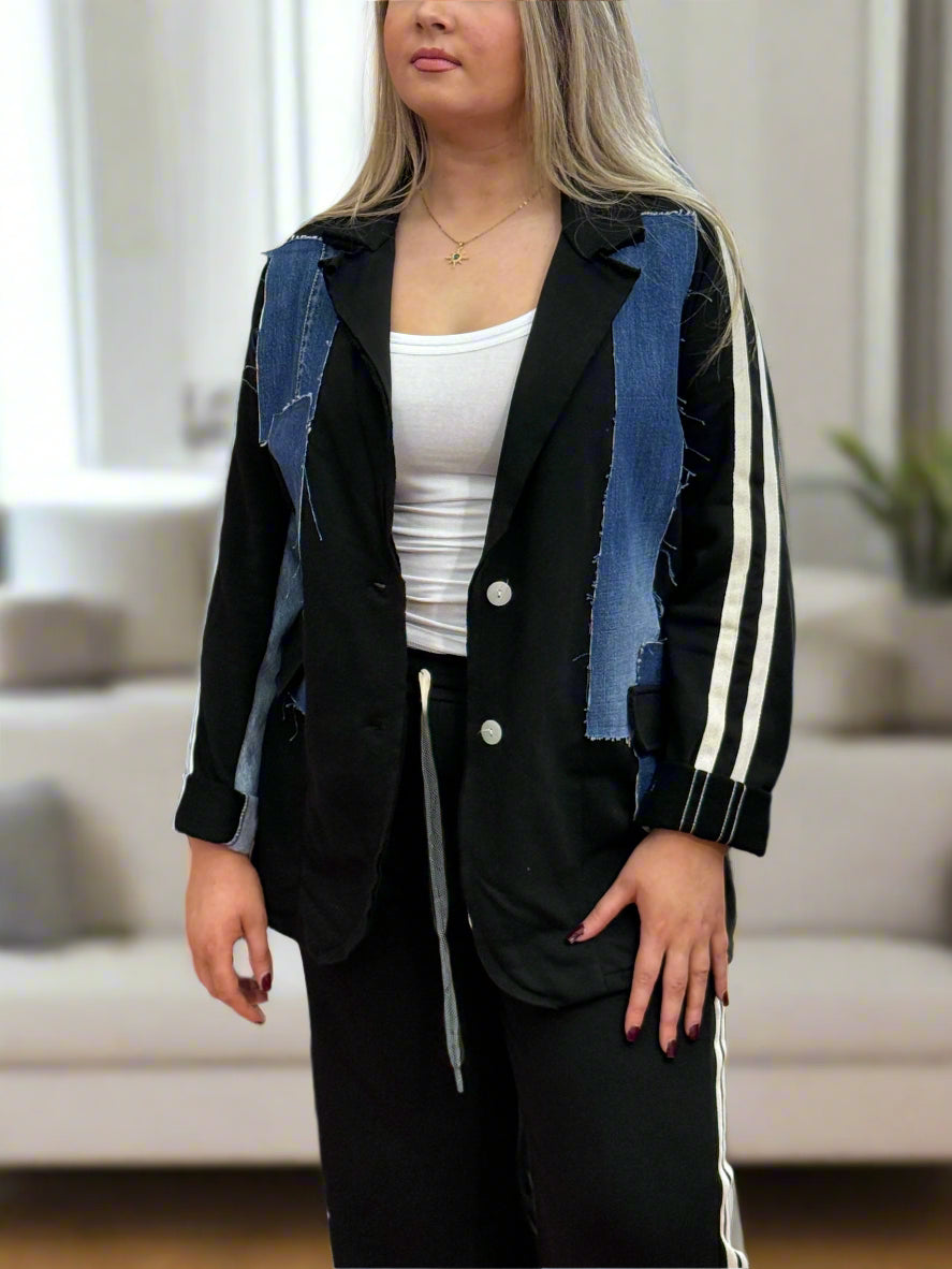 HUDSON-JERSEY DENIM MIX BLAZER