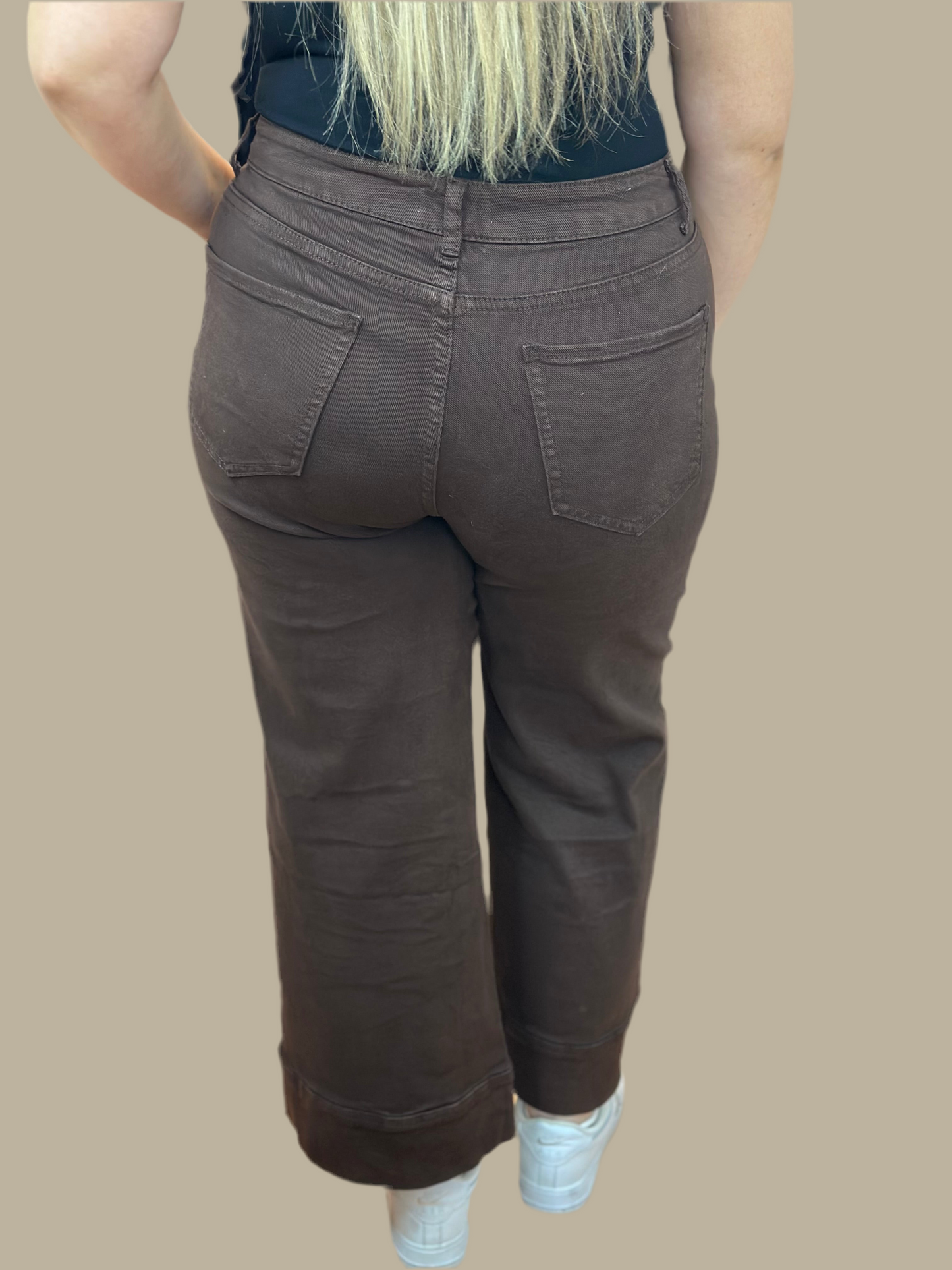 KELLY- WIDE LEG 3/4 JEAN - BROWN