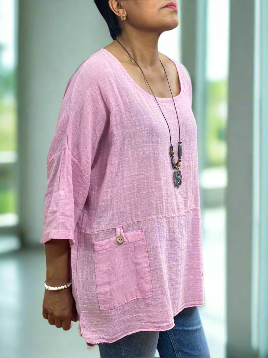 MAE-O/S COTTON POCKET TOP-