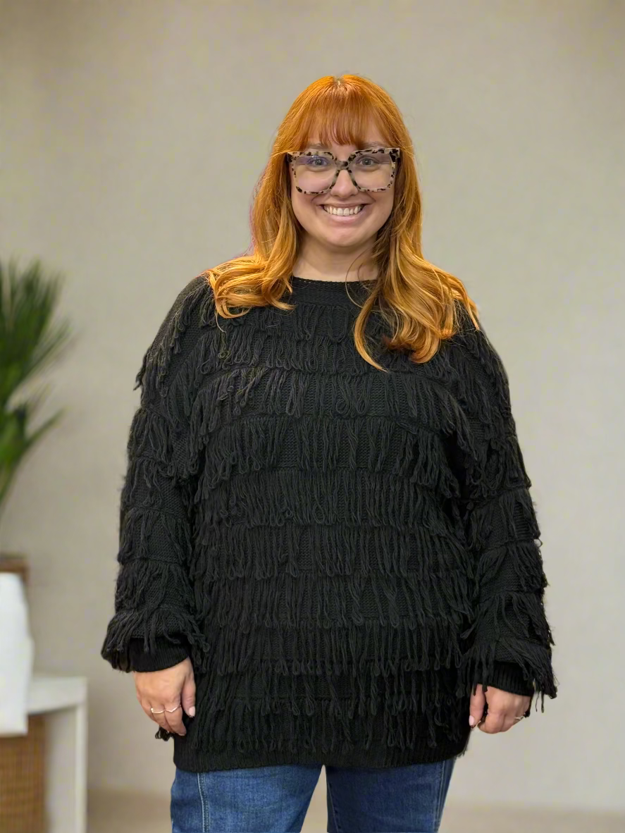 IZZIE- SHAGGY FRINGE JUMPER CURVE