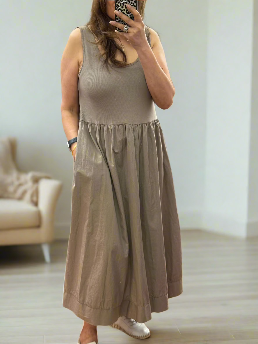 LULU- S/L COTTON JERSEY RIB TOP DRESS