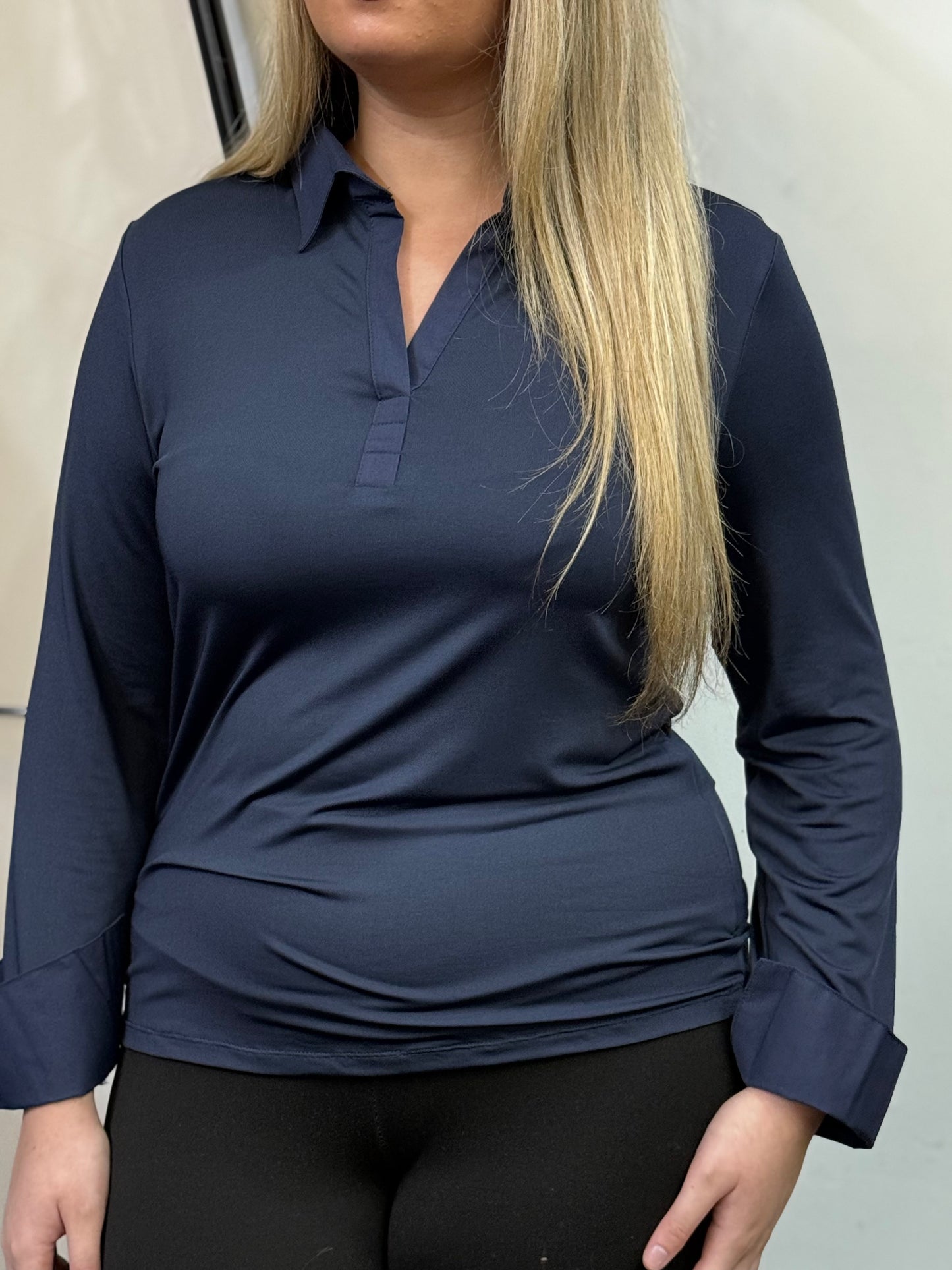 BEAU - COLLAR CUFF LAYERING TOP-NAVY-