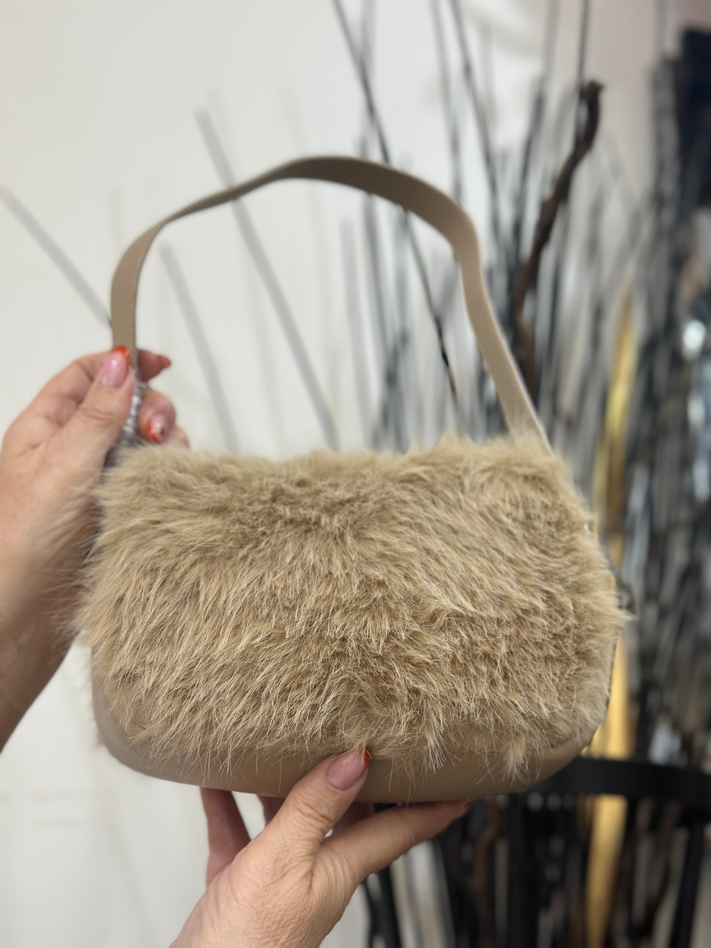 MARIE SMALL FAUX FUR SHOULDER BAG