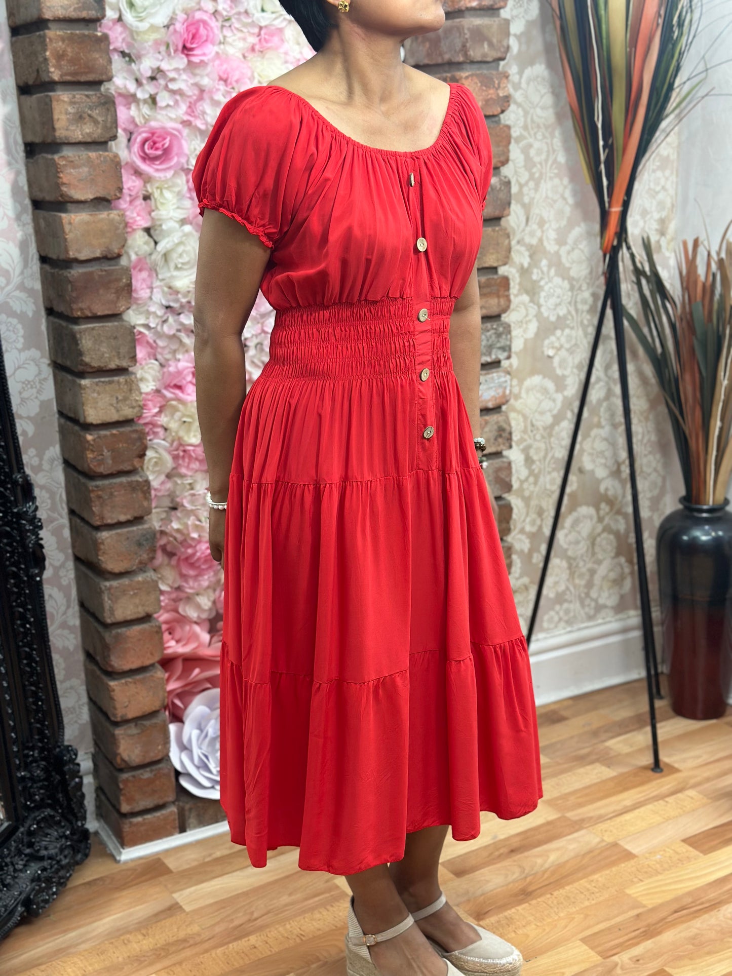 KAT- BARDOT PLAIN MIDI DRESS