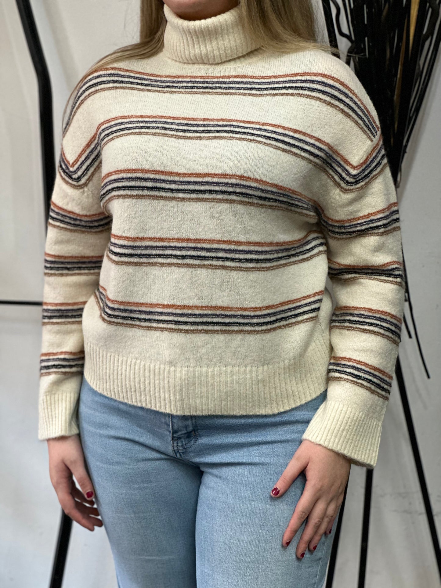 BYOUNG-MONNA STRIPE ROLL NK JUMPER-#NOVEMBER BF20%off -