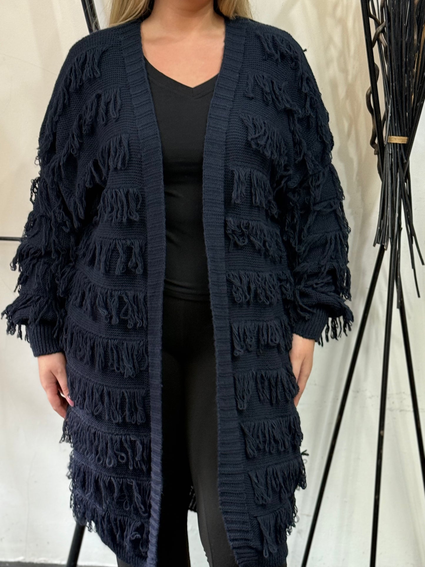 ROSIE-SHAGGY LONGLINE CARDI- CURVE 50% OFF