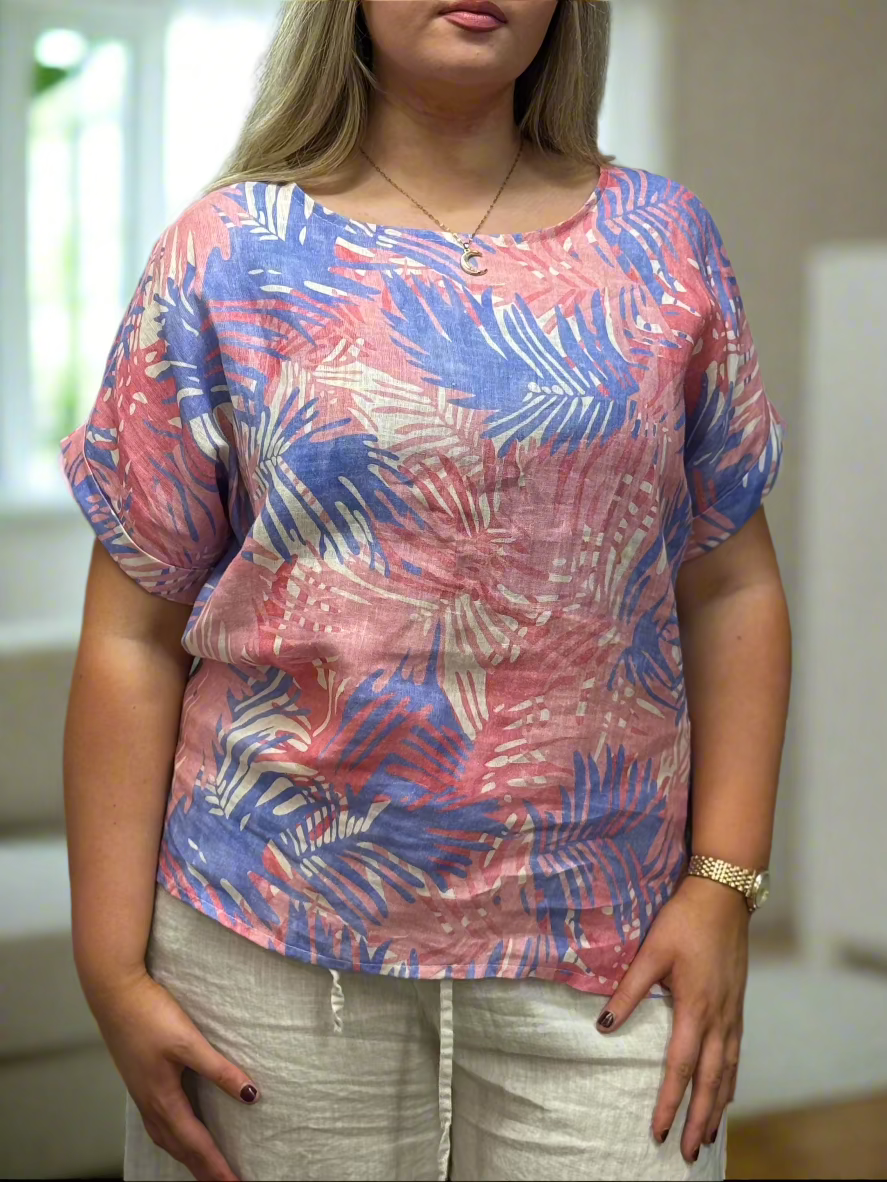 JOANIE- PRINTED LINEN TOP