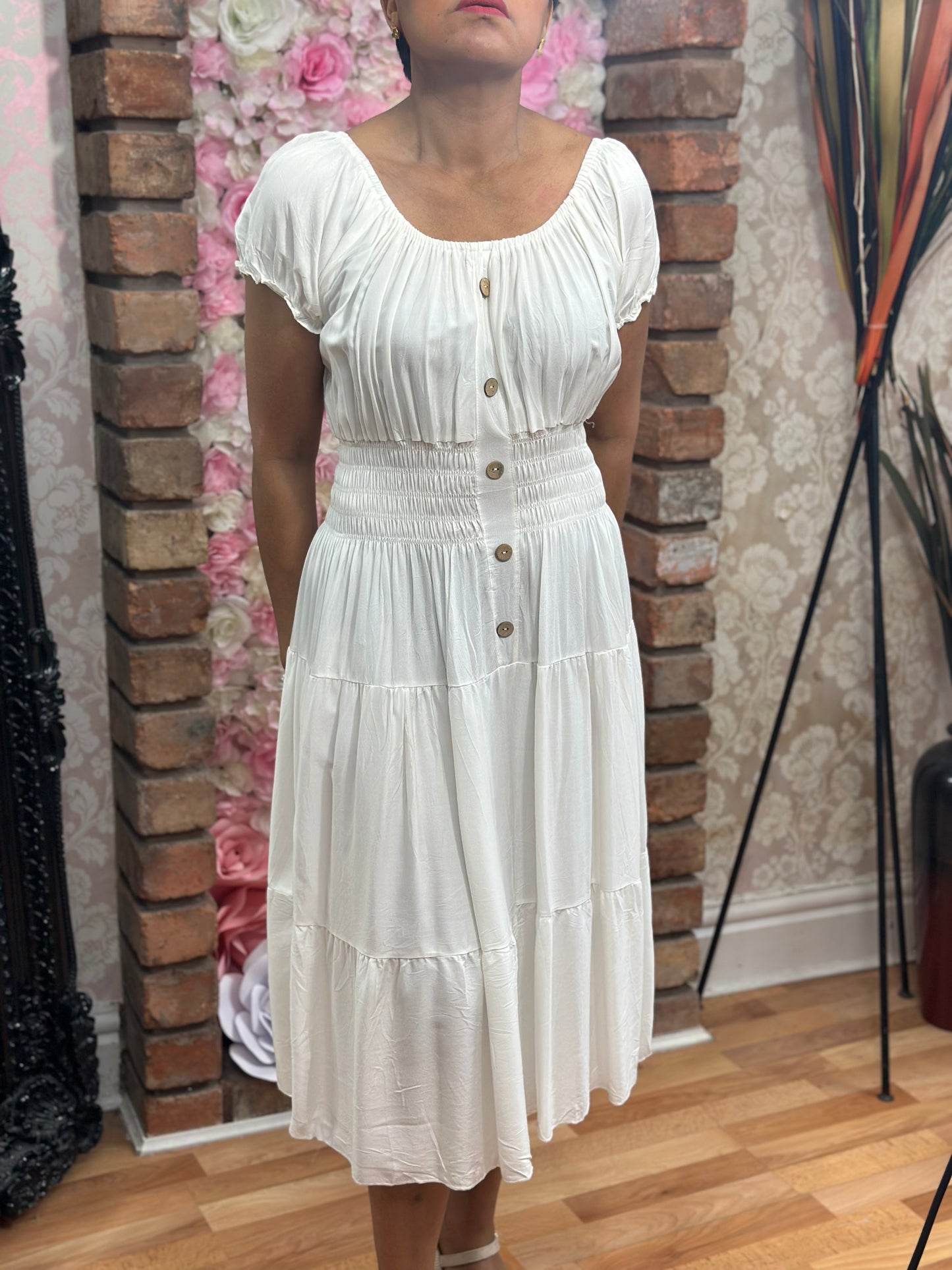KAT- BARDOT PLAIN MIDI DRESS