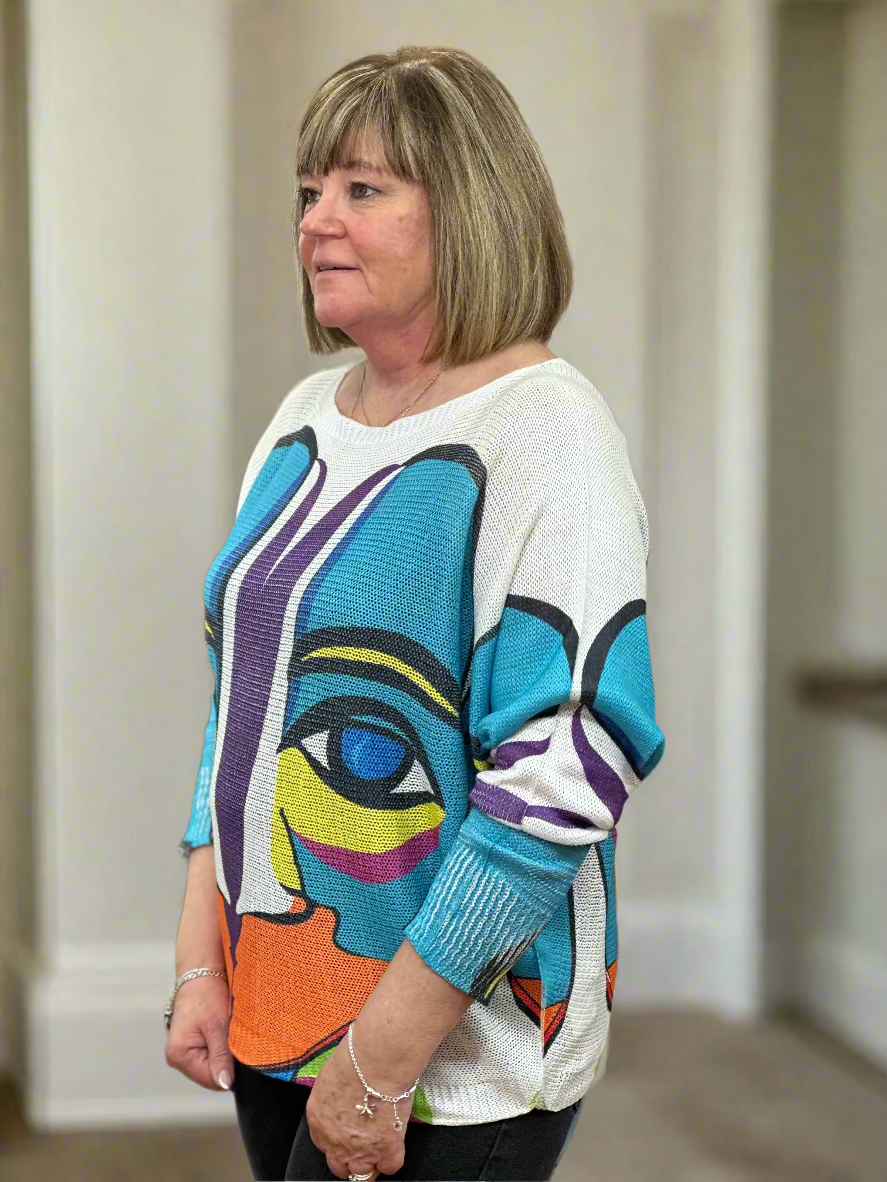BATWING MESH PRINT KNIT-#FLASH SALE RAIL