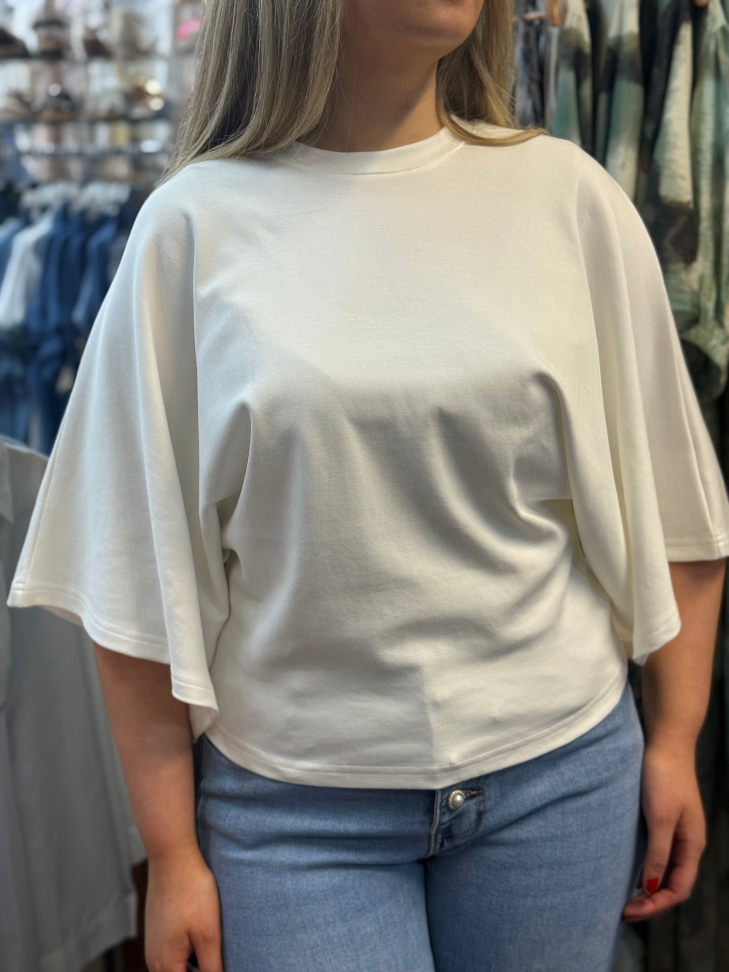LYON R/NECK -CAPE SLEEVE TOP