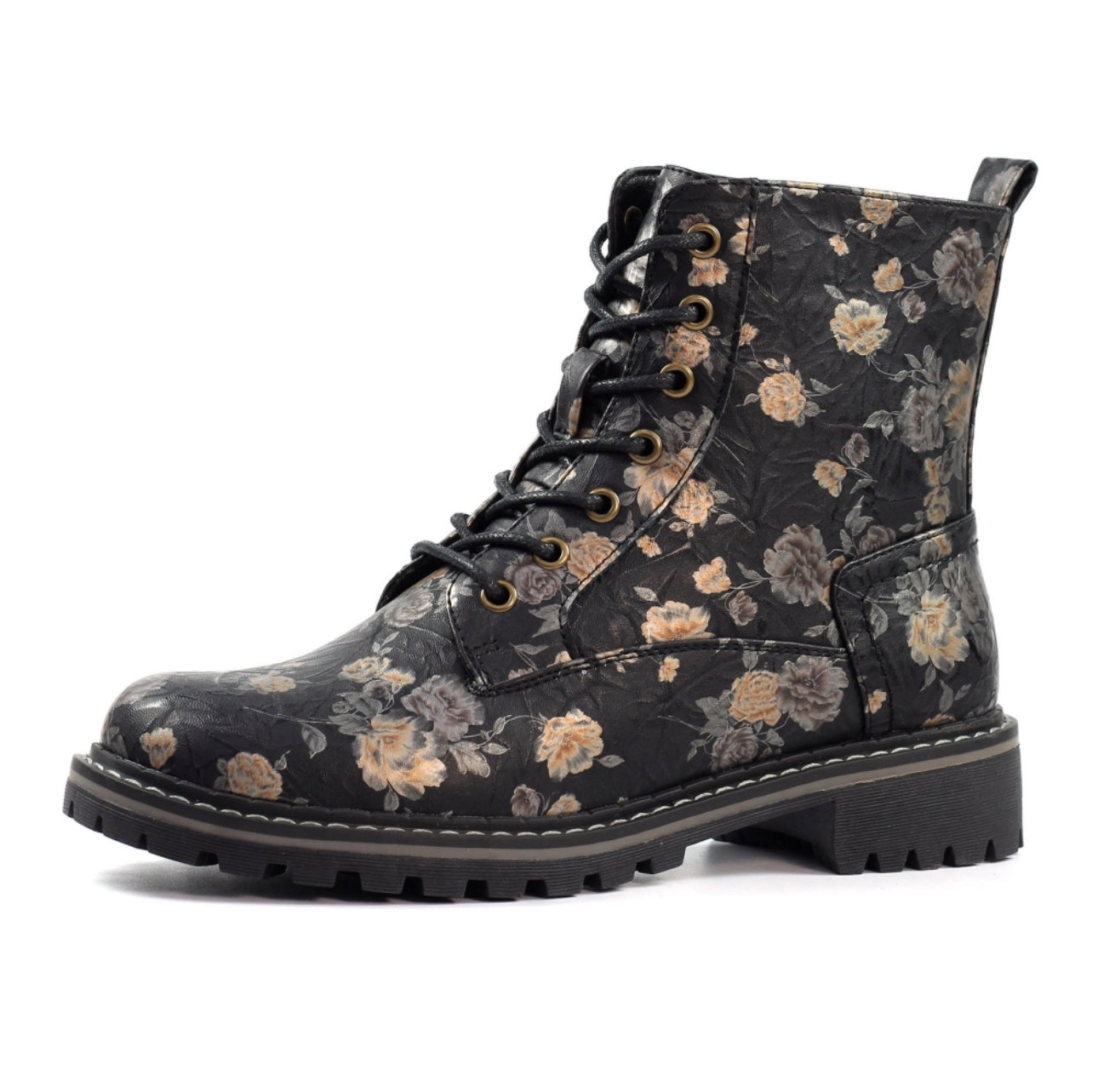 LUNAR DAZZLE FLORAL ANKLE BOOT-BLACK