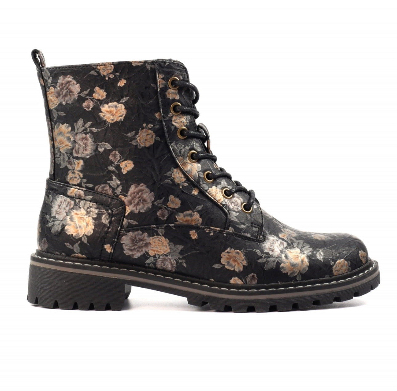 LUNAR DAZZLE FLORAL ANKLE BOOT-BLACK