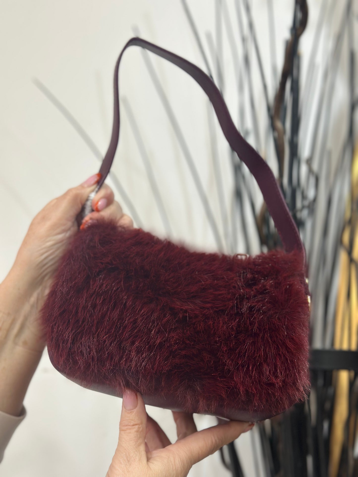 MARIE SMALL FAUX FUR SHOULDER BAG
