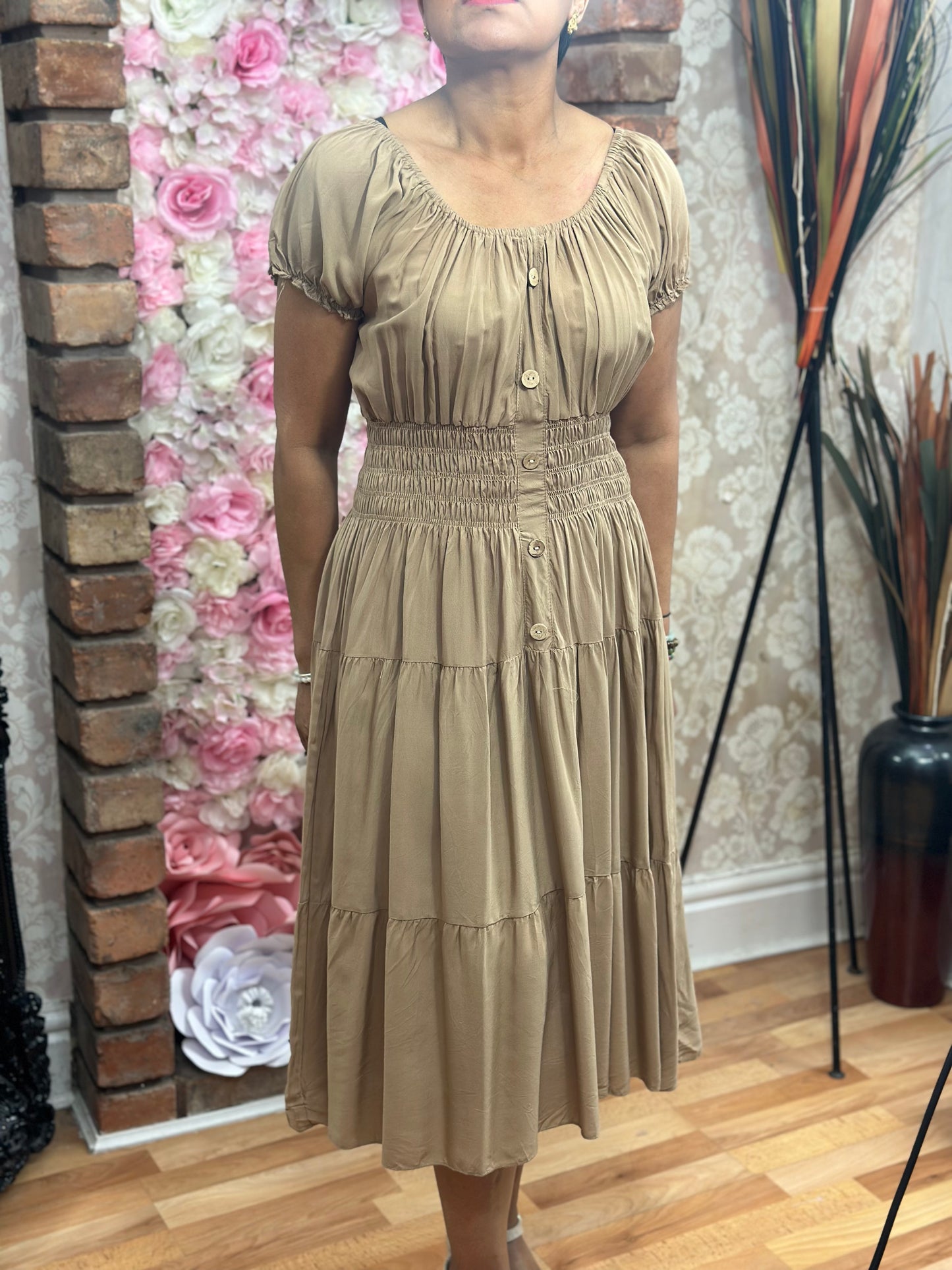 KAT- BARDOT PLAIN MIDI DRESS
