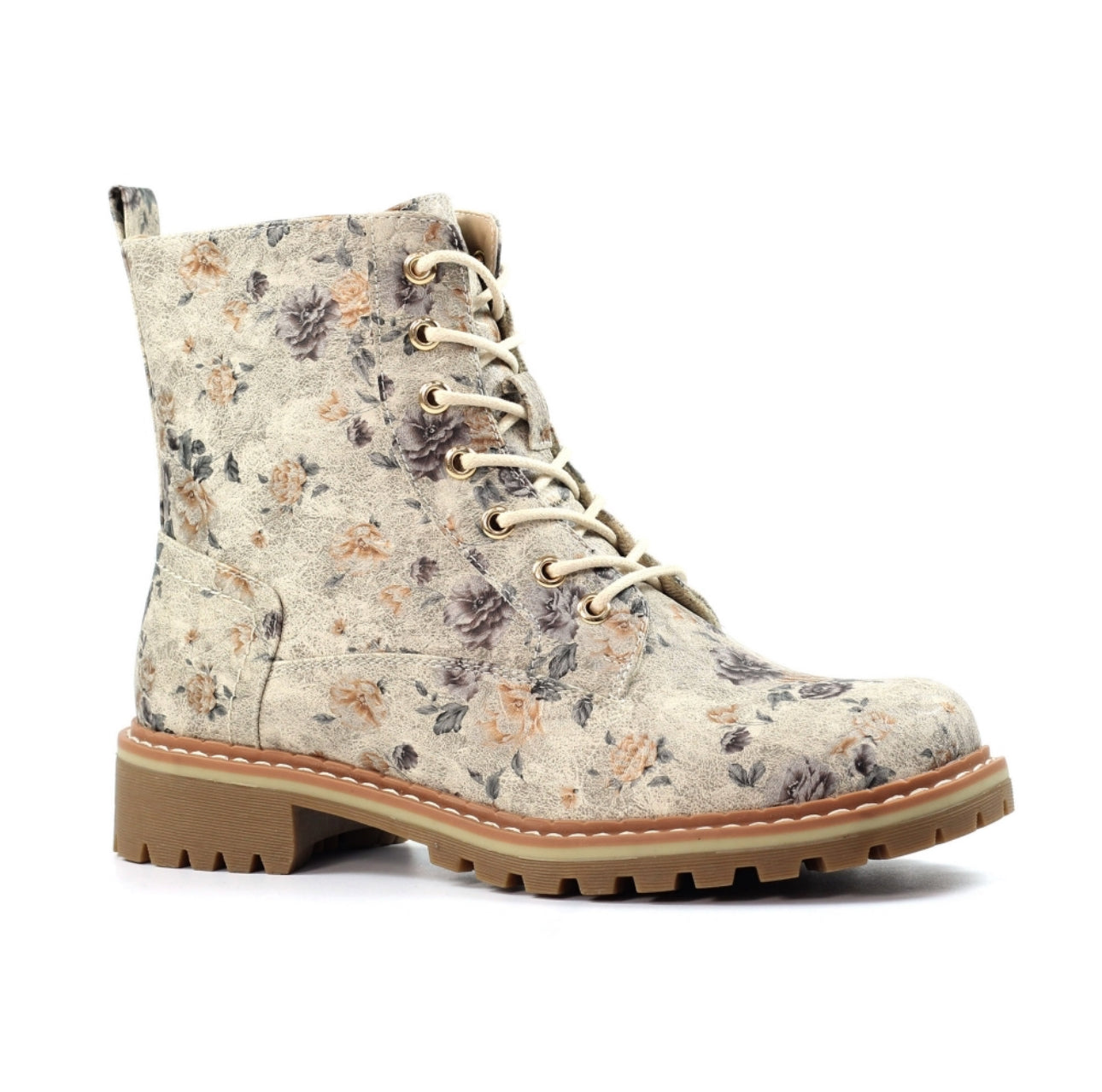 LUNAR DAZZLE FLORAL ANKLE BOOT- BEIGE