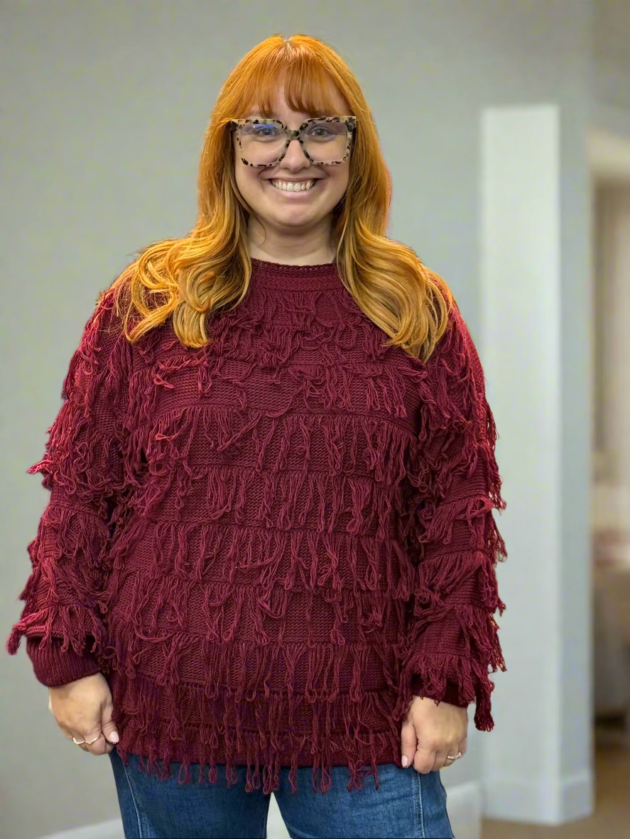 IZZIE- SHAGGY FRINGE JUMPER CURVE