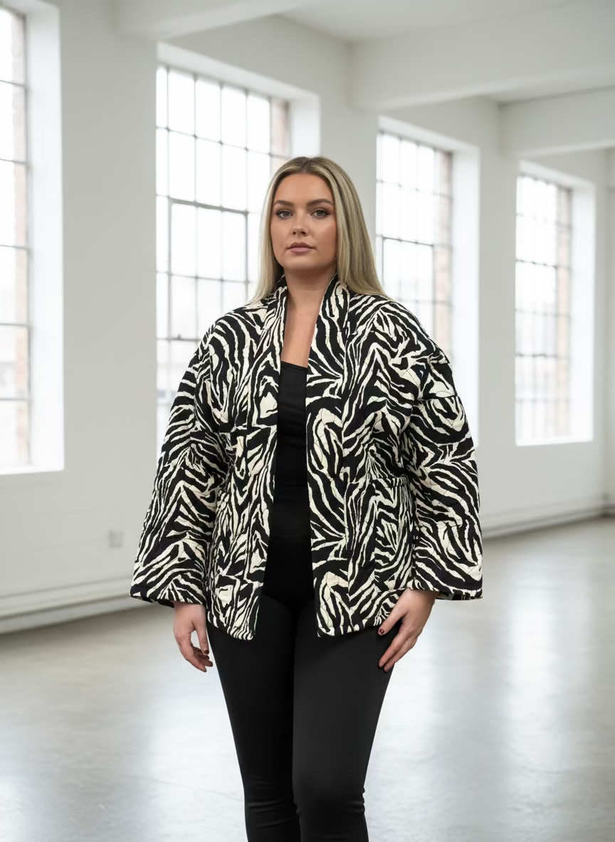 CADAN- QUILTED ZEBRA PRINT JACKET--🖤 BLACKFRIDAYWKEND-20%OFF