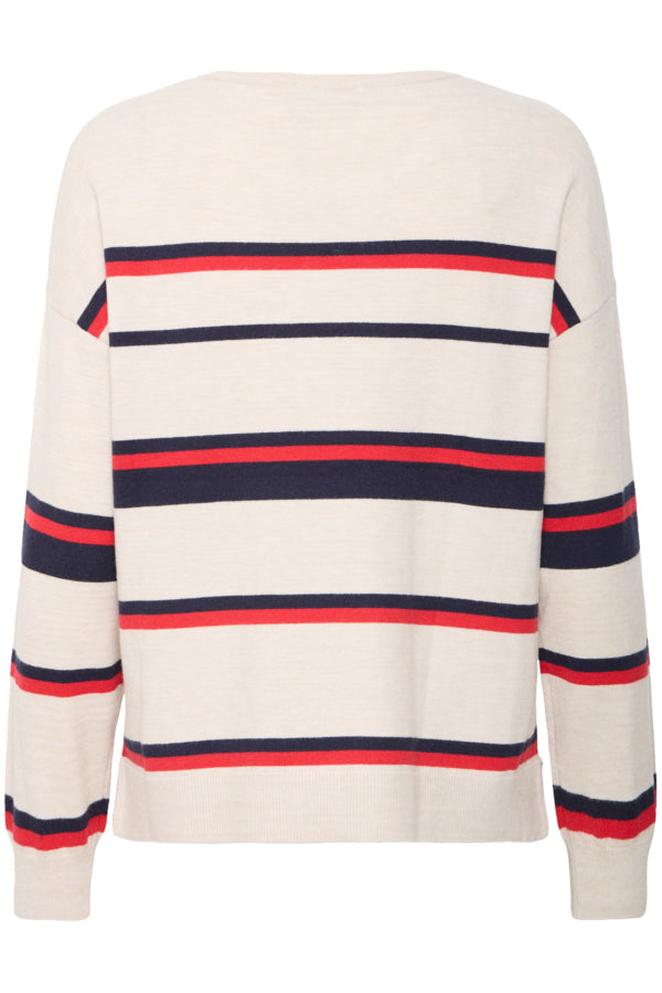 FRANSA-MELANI NAVY/RED STRIPE KNIT