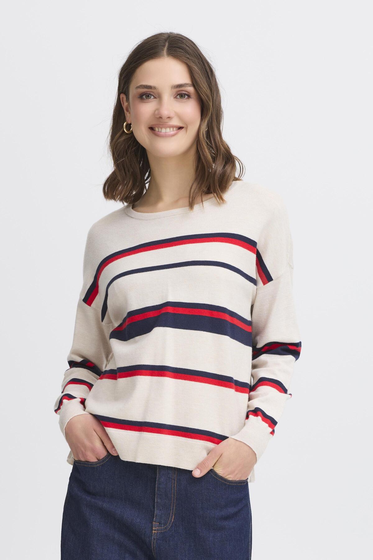 FRANSA-MELANI NAVY/RED STRIPE KNIT