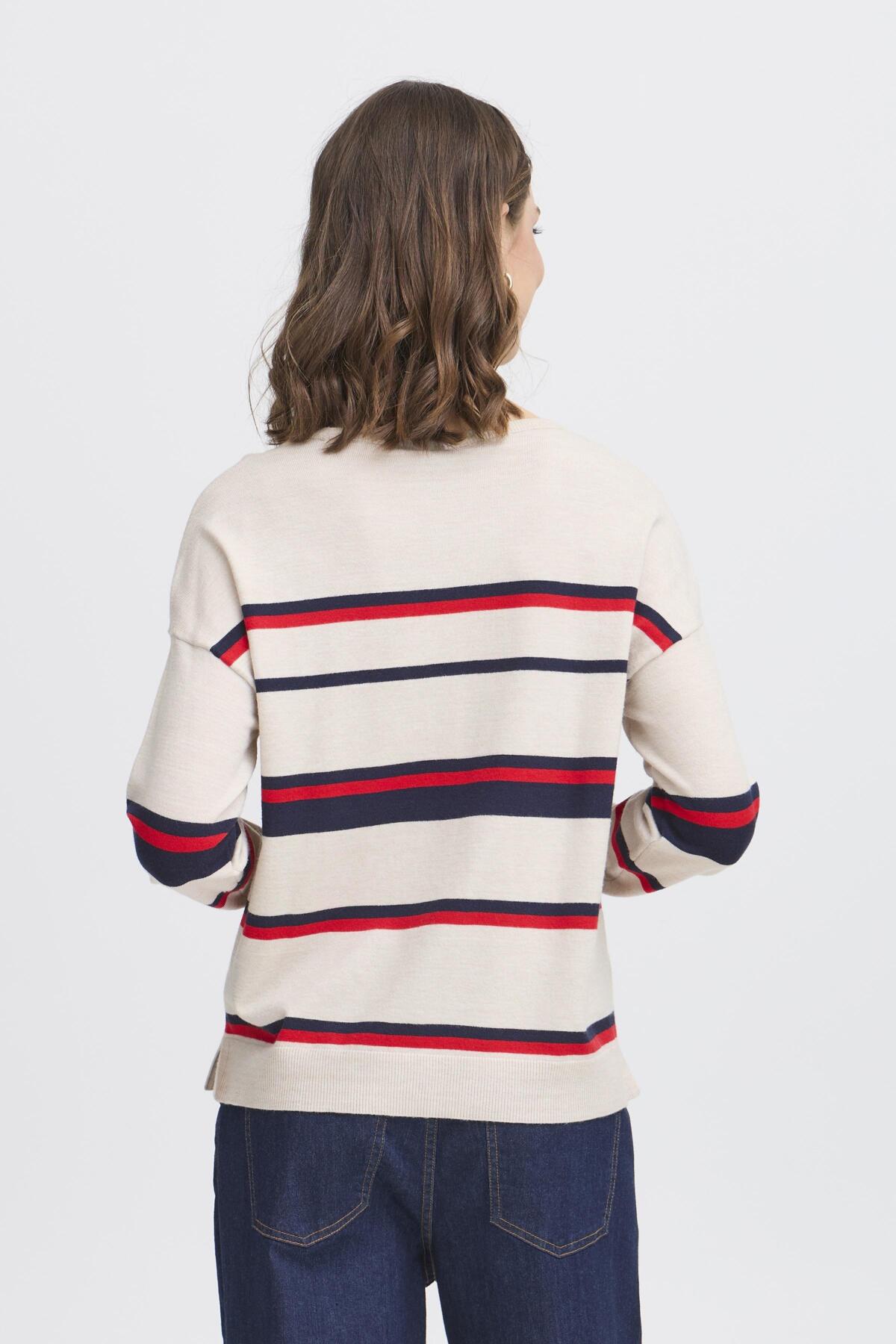 FRANSA-MELANI NAVY/RED STRIPE KNIT