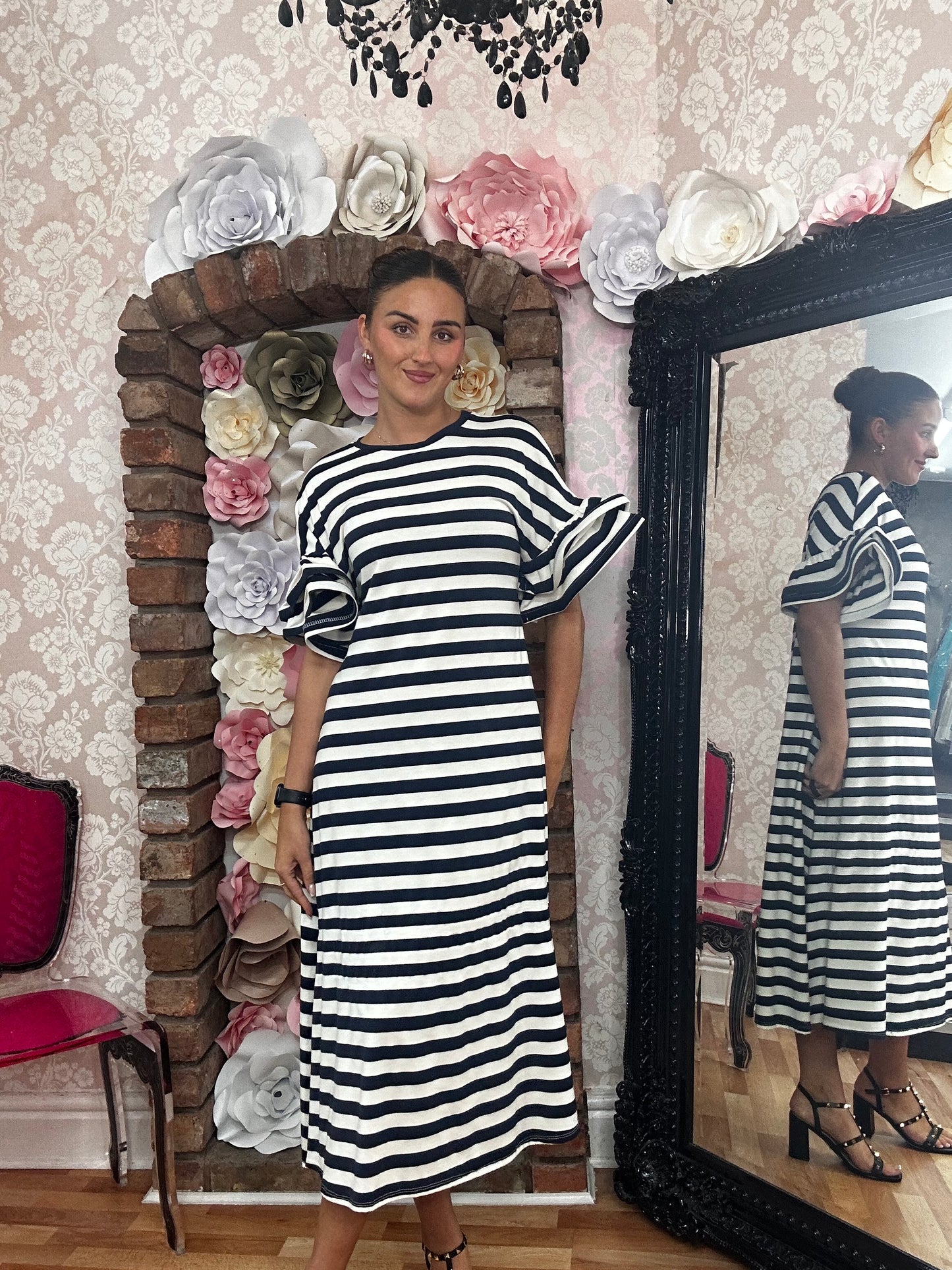 FRILL ARM A-LINEJERSEY DRESS- END OF LINE