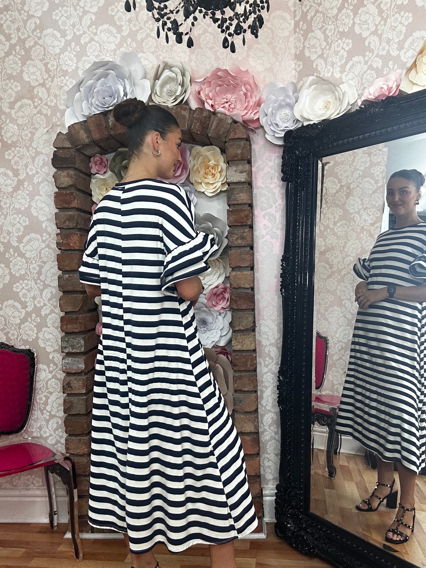 FRILL ARM A-LINEJERSEY DRESS- END OF LINE