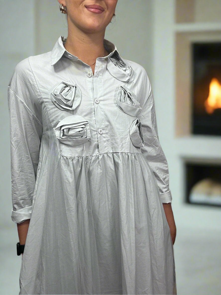 ROSETTA SHIRT DRESS-TULLE FRONT