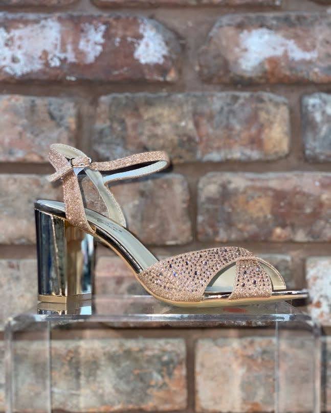Diamanté Open Toe Rose Gold Heels