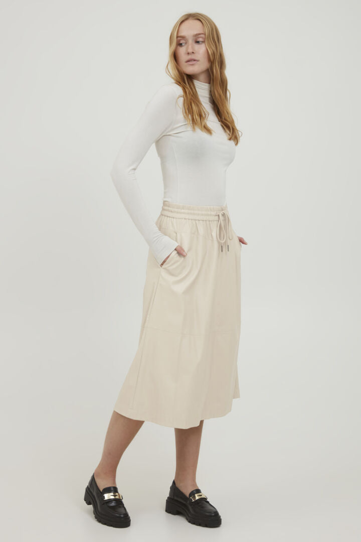 ESONI - BYoung Beige Pu Skirt -#NOVEMBER BFSALE