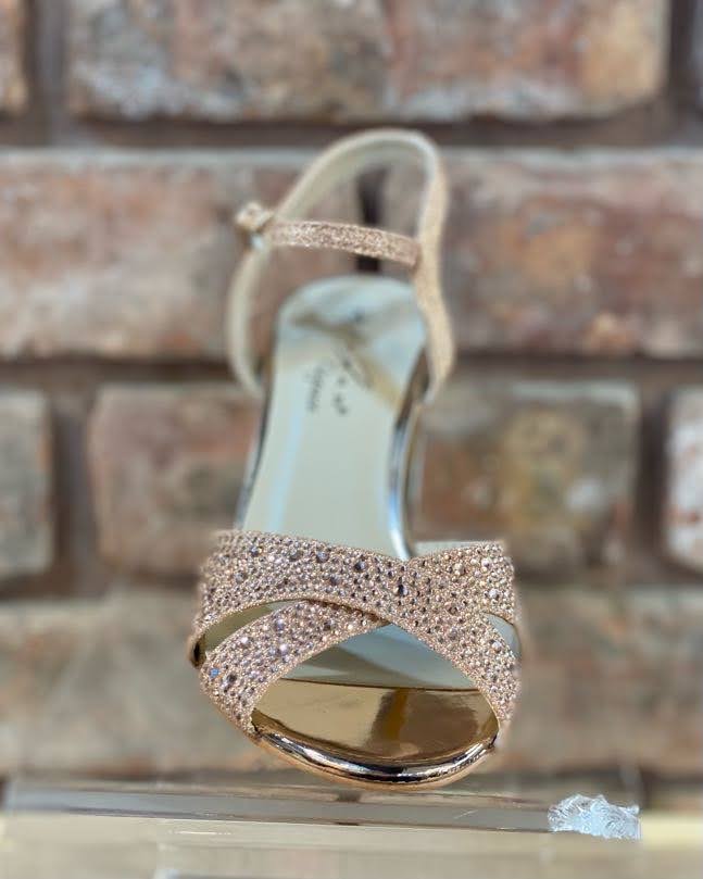 Diamanté Open Toe Rose Gold Heels