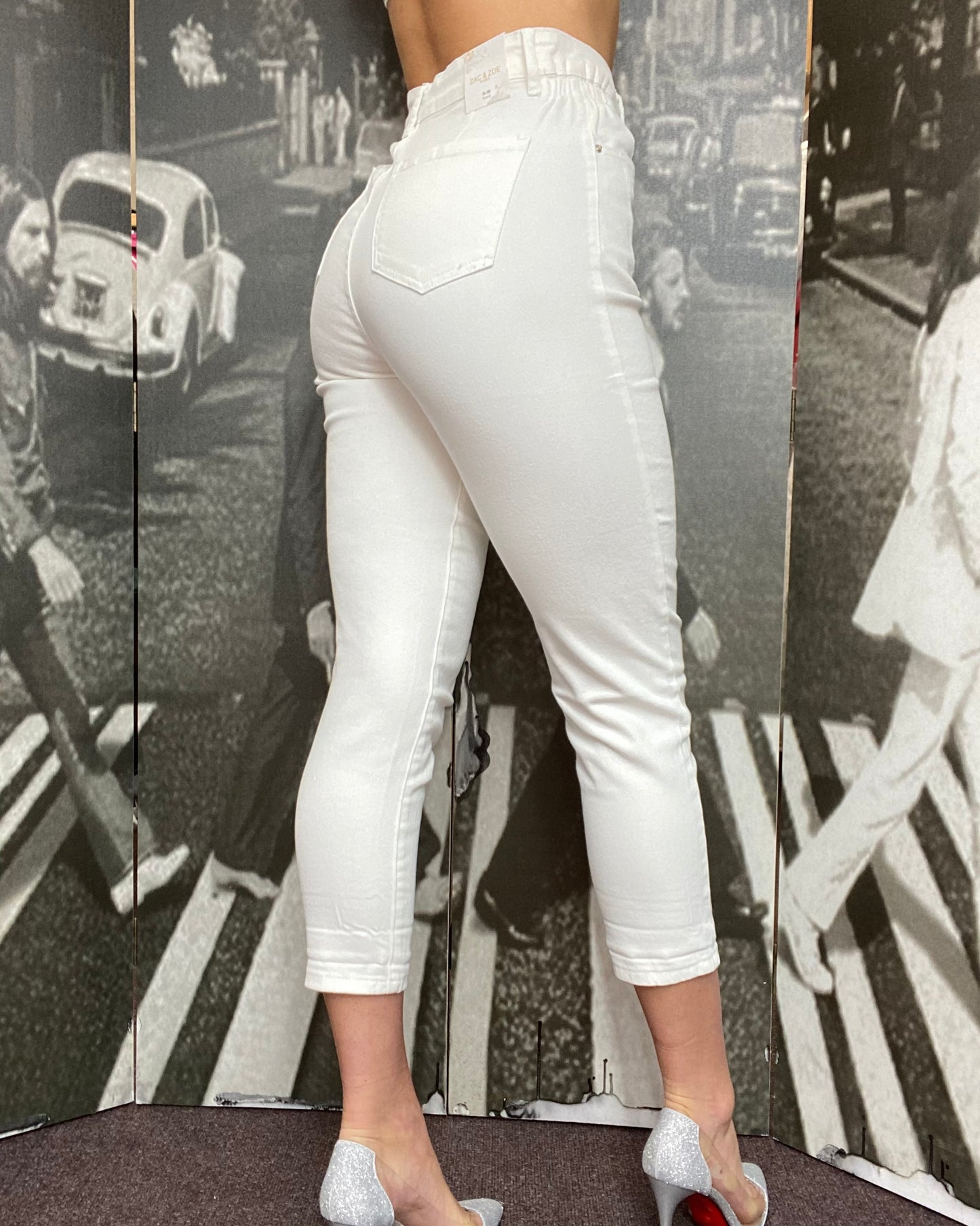 Zac & Zoe Mom Jeans- WHITE-#LAST 1 LEFT