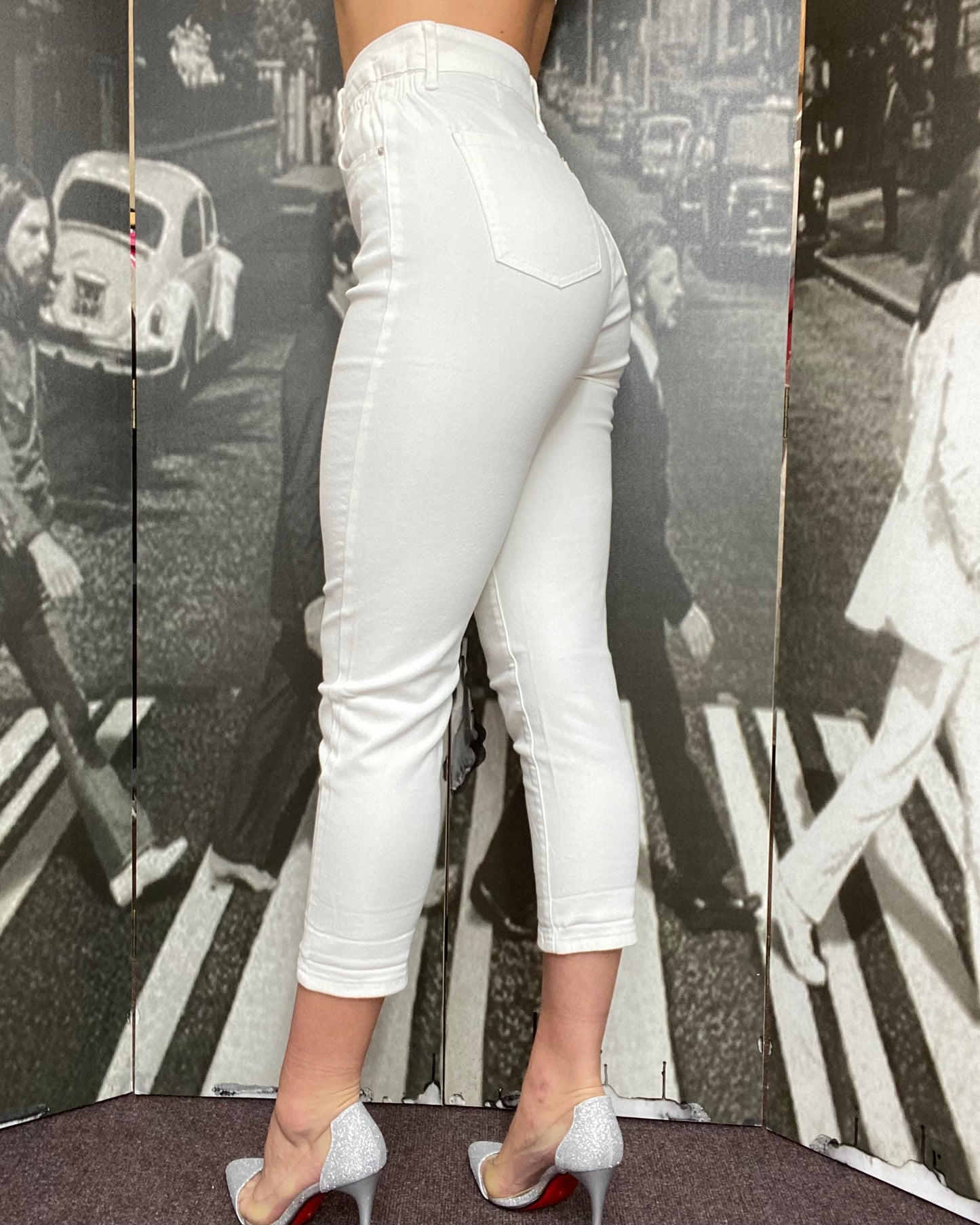 Zac & Zoe Mom Jeans- WHITE-#LAST 1 LEFT