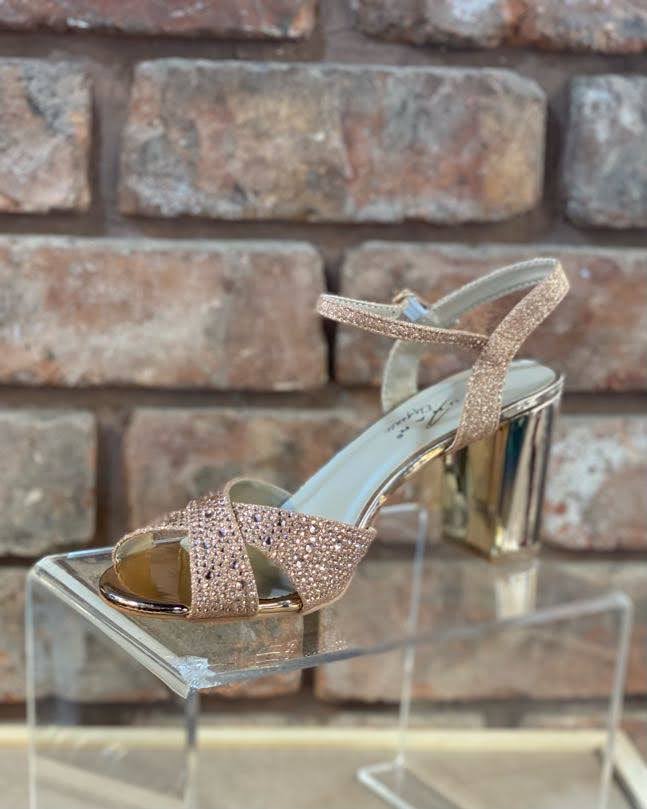 Diamanté Open Toe Rose Gold Heels