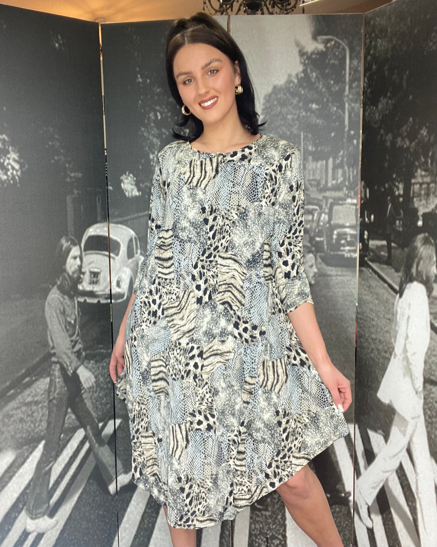 Saloos Grey Snake Print Dress -