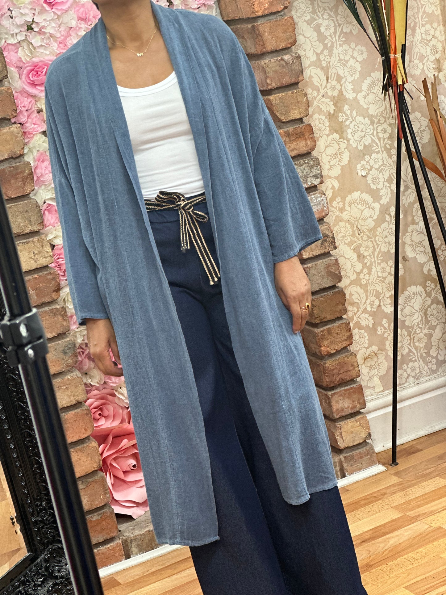 LINEN MIX LONG JACKET-#SALE10