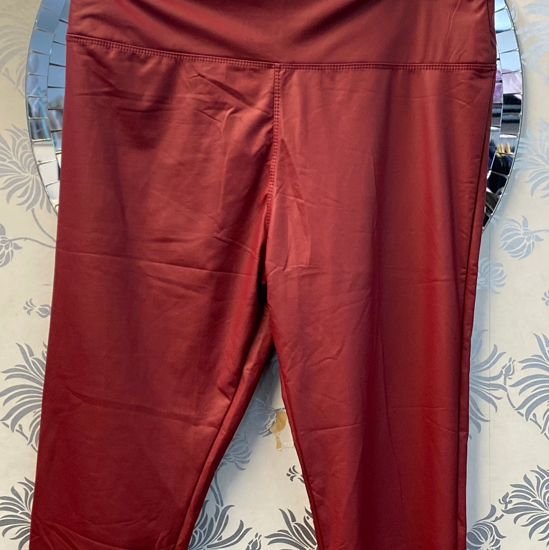 SANDY CURVE PU Leggings- BURGUNDY RED - BLACK FRIDAY