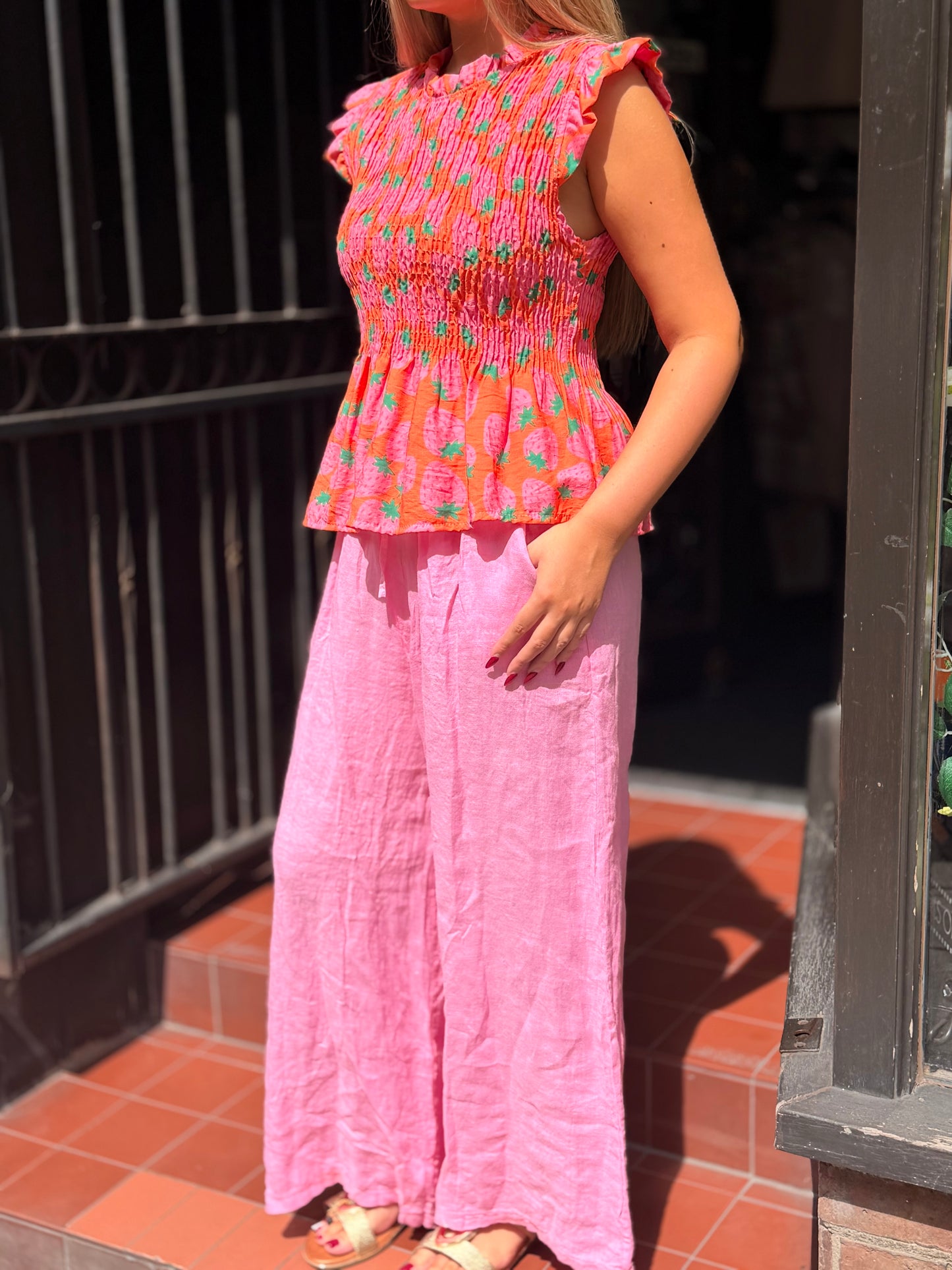 PHOEBE-PRINTED SHEERING TOP