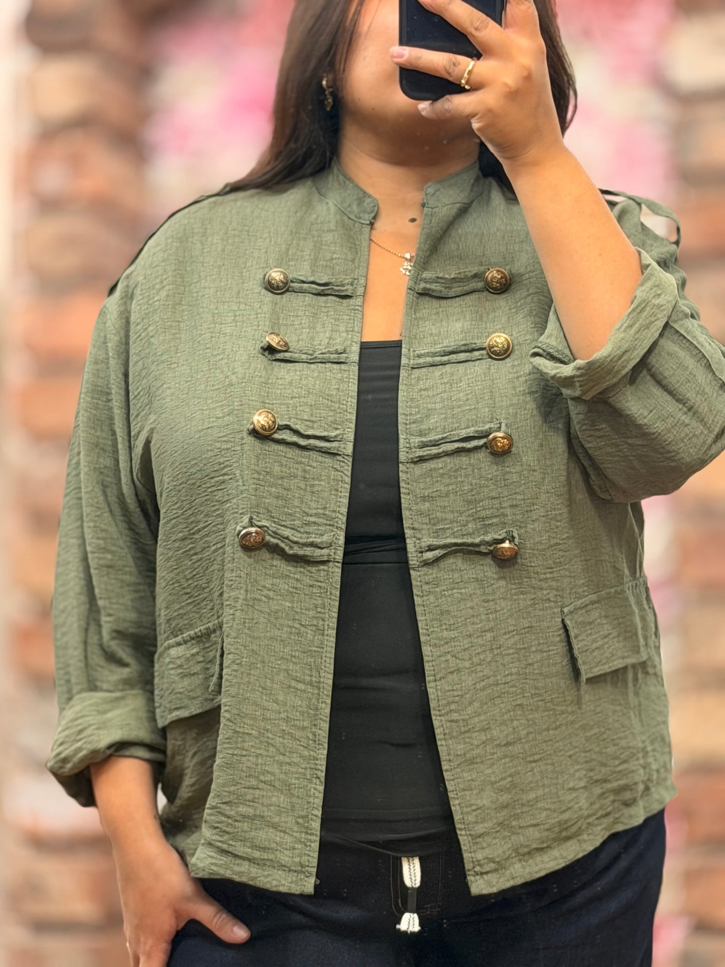 HARLOW-LINEN LOOK MILITARY JACKET